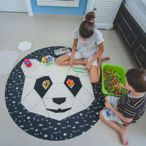 שטיח פי וי סי עגול לחדר ילדים אוריגמי פנדה