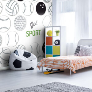 טפט כדורים באפור ולבן