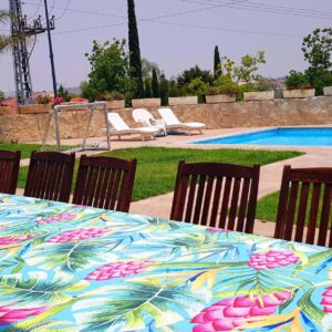 מפת שולחן פי וי סי טרופית טורקיז ורוד