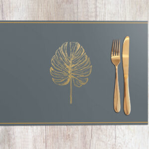 פלייסמט פי וי סי עלה זהב