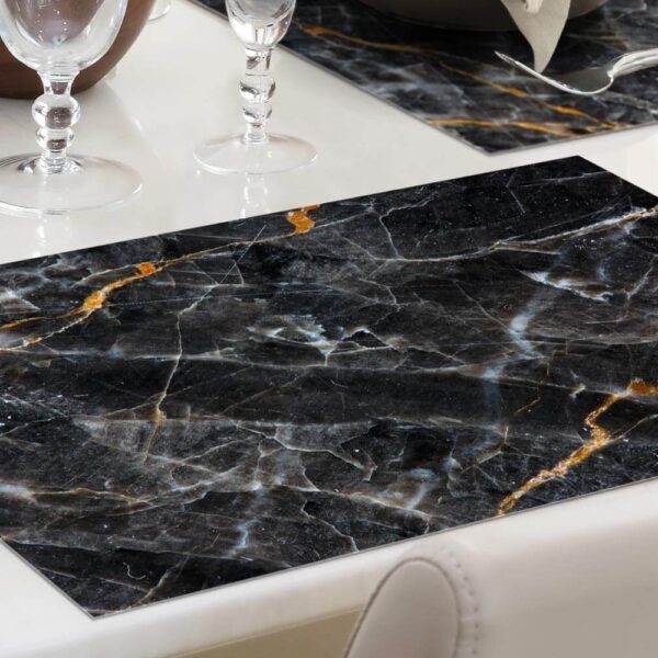 פלייסמט פי וי סי שיש שחור וזהב