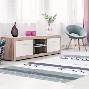 שטיח פי וי סי לסלון פסים בוהו שיק סגול ירוק