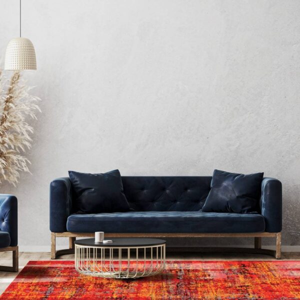 שטיח פי וי סי לסלון אבסטרקט אדום