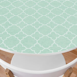 מפת שולחן פי וי סי עגולה פאטרן ירוק מנטה