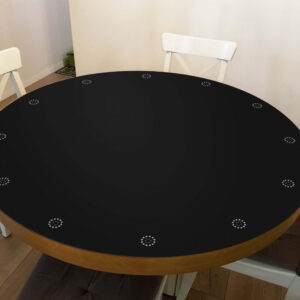 מפת שולחן פי וי סי עגולה שחור עם עיטורי עיגולים