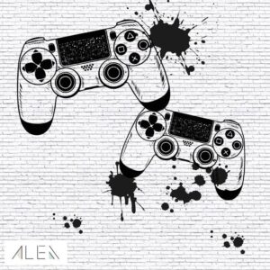 טפט שלטי גיימר שחור ולבן