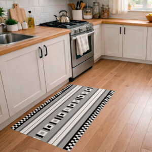 שטיח מטבח פי וי סי פסי גריד אורבניים שחור לבן