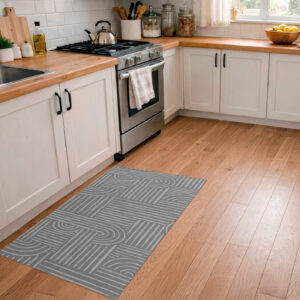 שטיח מטבח פי וי סי קווים שקטים באפור