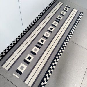 שטיח מטבח פי וי סי פסי גריד אורבניים שחור לבן