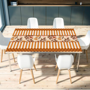 מפת שולחן פי וי סי משבצות ופריחה כרמל