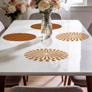 פלייסמט פי וי סי עגול שחמט קרמל