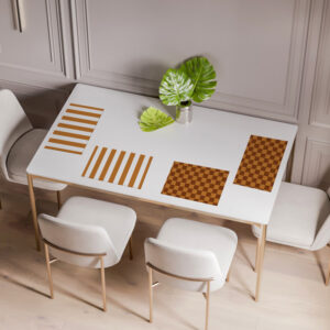 פלייסמט פי וי סי כרמל-חום פסים ומשבצות