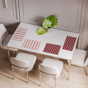 פלייסמט פי וי סי ורוד־בורדו פסים ומשבצות