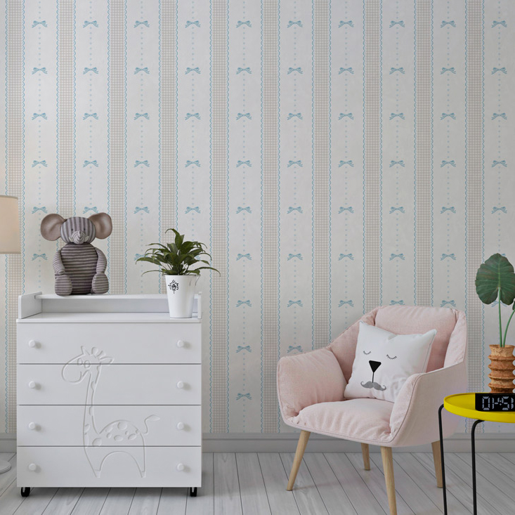 טפט פסי וינטאג׳ עם פפיון בז׳