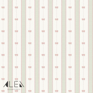 טפט פסי וינטאג׳ עם פפיון ורוד