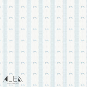 טפט פסי וינטאג׳ עם פפיון תכלת