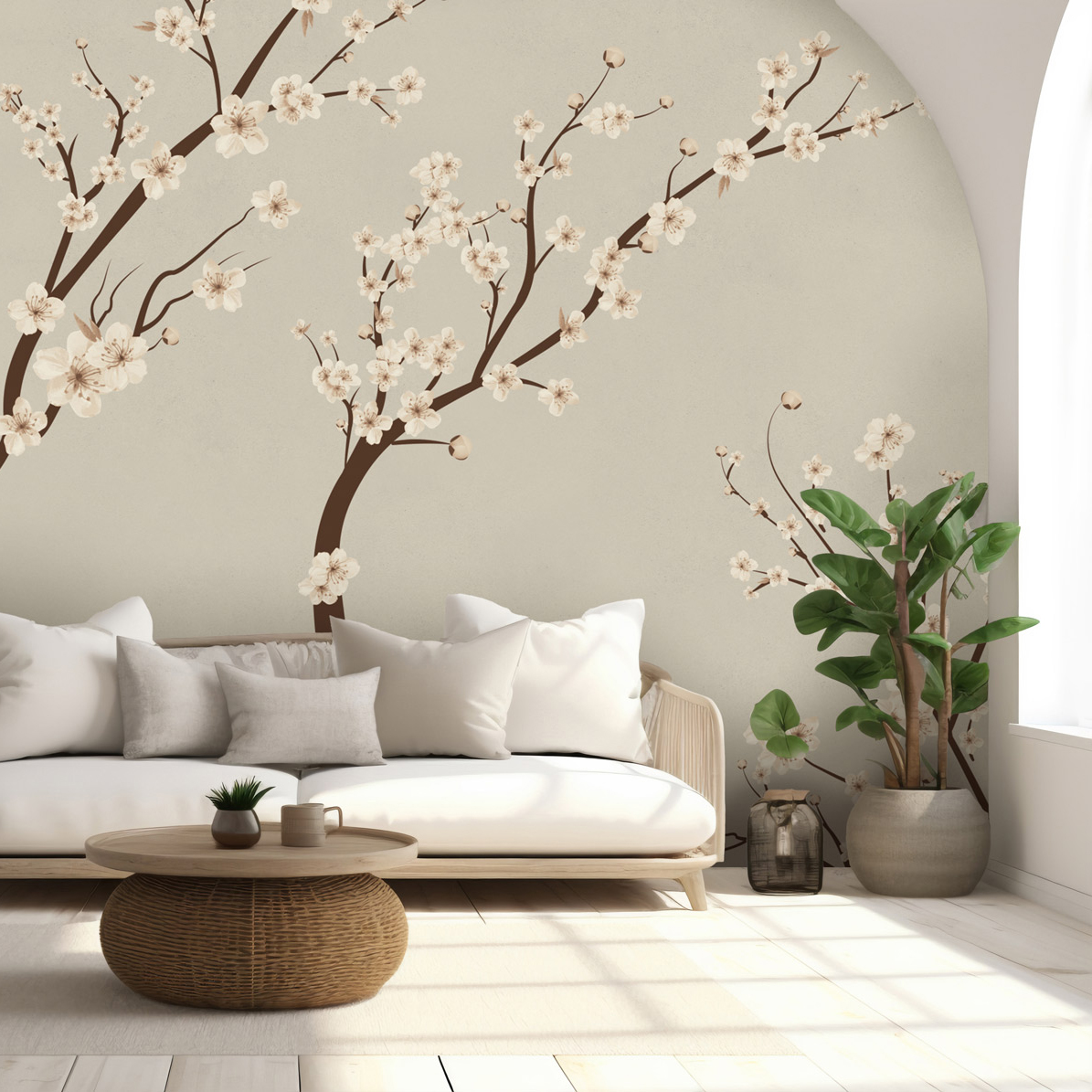 טפט פריחת דובדבן שקטה