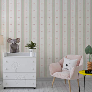 טפט פסי וינטאג׳ עם פפיון ורוד