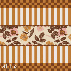 מפת שולחן פי וי סי משבצות ופריחה כרמל