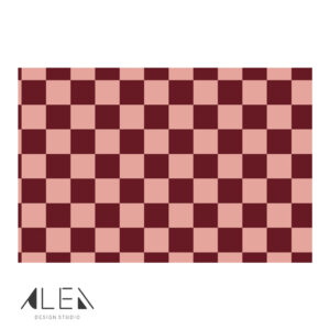 פלייסמט פי וי סי ורוד־בורדו פסים ומשבצות