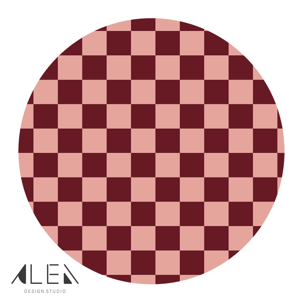 פלייסמט פי וי סי עגול שחמט בורדו – תמונה 3