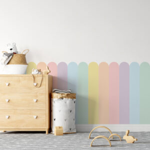 מדבקת קיר פסי קשת פסטל