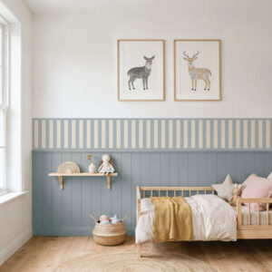 בורדר מדבקת קיר פסים קלאסי בגוון תכלת רך