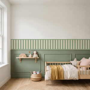 בורדר מדבקת קיר פסים קלאסי בגוון ירוק מרווה