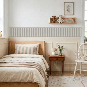 בורדר מדבקת קיר פסים קלאסי בגוון אפור