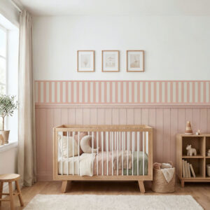 בורדר מדבקת קיר פסים קלאסי בגוון ורוד בייבי