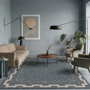 שטיח פי וי סי לסלון כחול ארט דקו