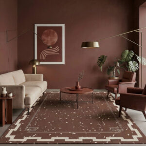 שטיח פי וי סי לסלון חום ארט דקו