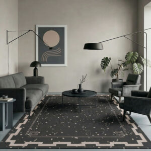 שטיח פי וי סי לסלון אפור ארט דקו