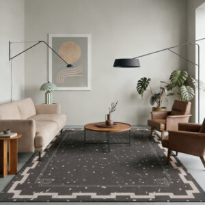 שטיח פי וי סי לסלון אפור ארט דקו