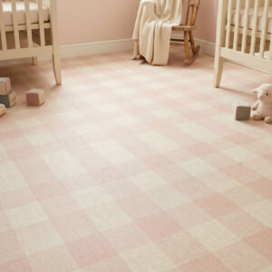 שטיח פי וי סי לחדר ילדים משבצות ורוד פודרה