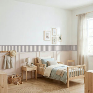 בורדר מדבקת קיר פסים קלאסי בגוון סגול מעושן