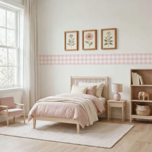 מדבקת בורדר משבצות ורוד בייבי