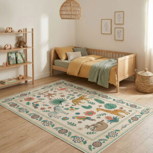 שטיח פי וי סי לחדר ילדים דגם ספארי צבעוני