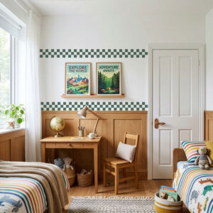 מדבקת בורדר דמקה ירוק יער ושמנת