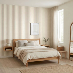 טפט פסים גליים בגוון אבן ושמנת