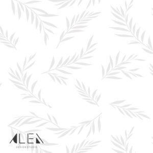 טפט עלים עדינים בגווני אפור על רקע בהיר