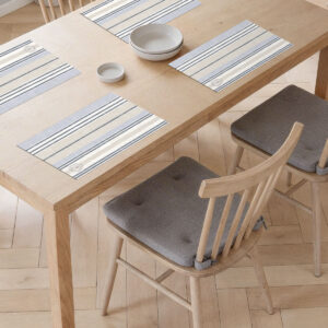 פלייסמט פי וי סי פסים נורדיים בגווני תכלת שמנת וכחול