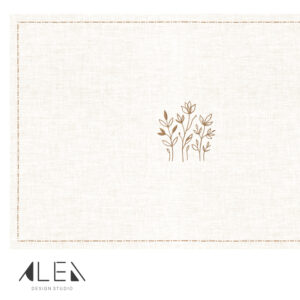 פלייסמט פי וי סי שמנת עם מסגרת רקומה והדפס פרחים בוטני עדין