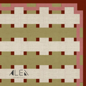 שטיח פי וי סי לסלון/לחדר פסיפס קווים ירוק זית