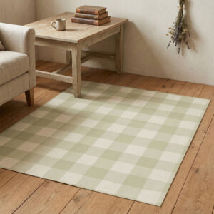 שטיח פי וי סי לסלון/לחדר משבצות ירוק מרווה