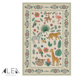 שטיח פי וי סי לחדר ילדים דגם ספארי צבעוני