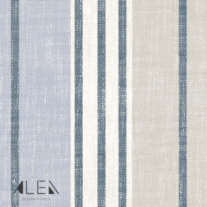 שטיח פי וי סי לחדר/סלון פסים סקנדינבי בגווני תכלת ושמנת