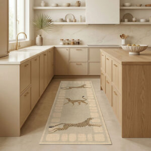 שטיח פי וי סי למטבח ספארי צ׳יטה בגווני חול