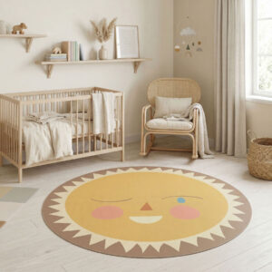 שטיח פי וי סי עגול לחדר ילדים שמש מחייכת