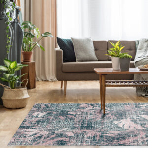 שטיח פי וי סי לסלון וינטאג' גוון ורוד פודרה